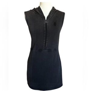 Free People washed black S Hot Shot hoodie skortie. NWOT